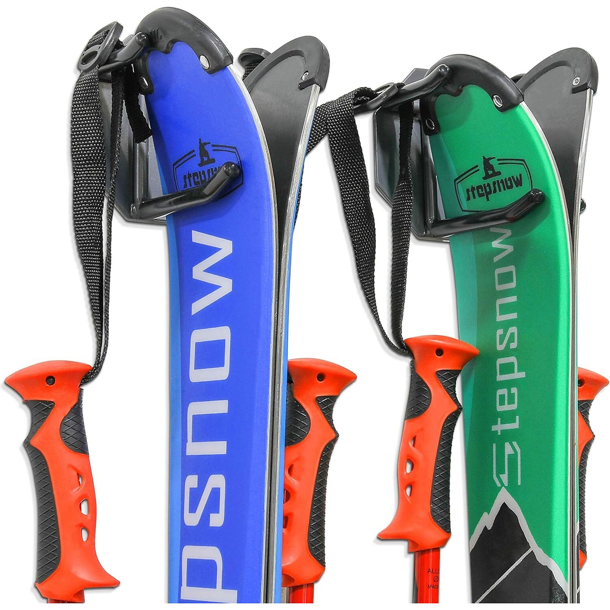 RaxGo, Wall Mounted Ski Snowboard Rack – 2 Hooks, Shelves (qty.) 2 Capacity 80 lb, Shelf Material Alloy Steel, Model# RGWMSR2PCK